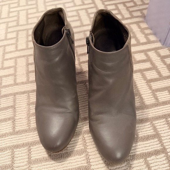COCLICO LEATHER AND SUEDE ZIP WEDGE HEEL BOOTIES. 37 1/2 - Picture 1 of 7